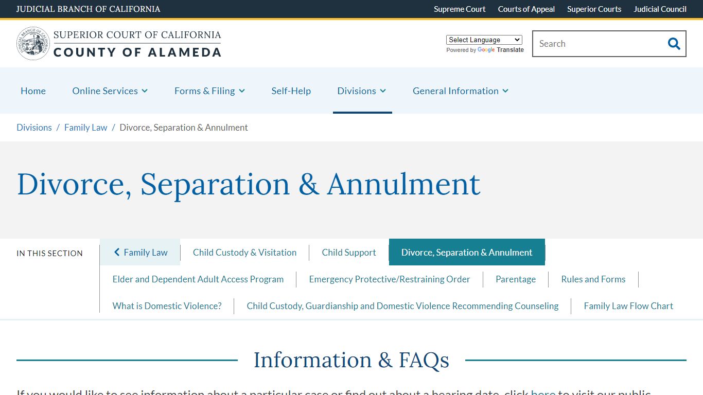Divorce, Separation & Annulment | Superior Court of California | County ...